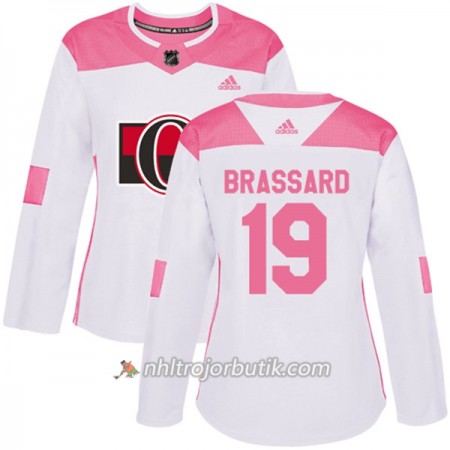 Dame Ishockey Ottawa Senators Tröja Derick Brassard 19 Adidas 2017-2018 Vit Rosa Fashion Authentic